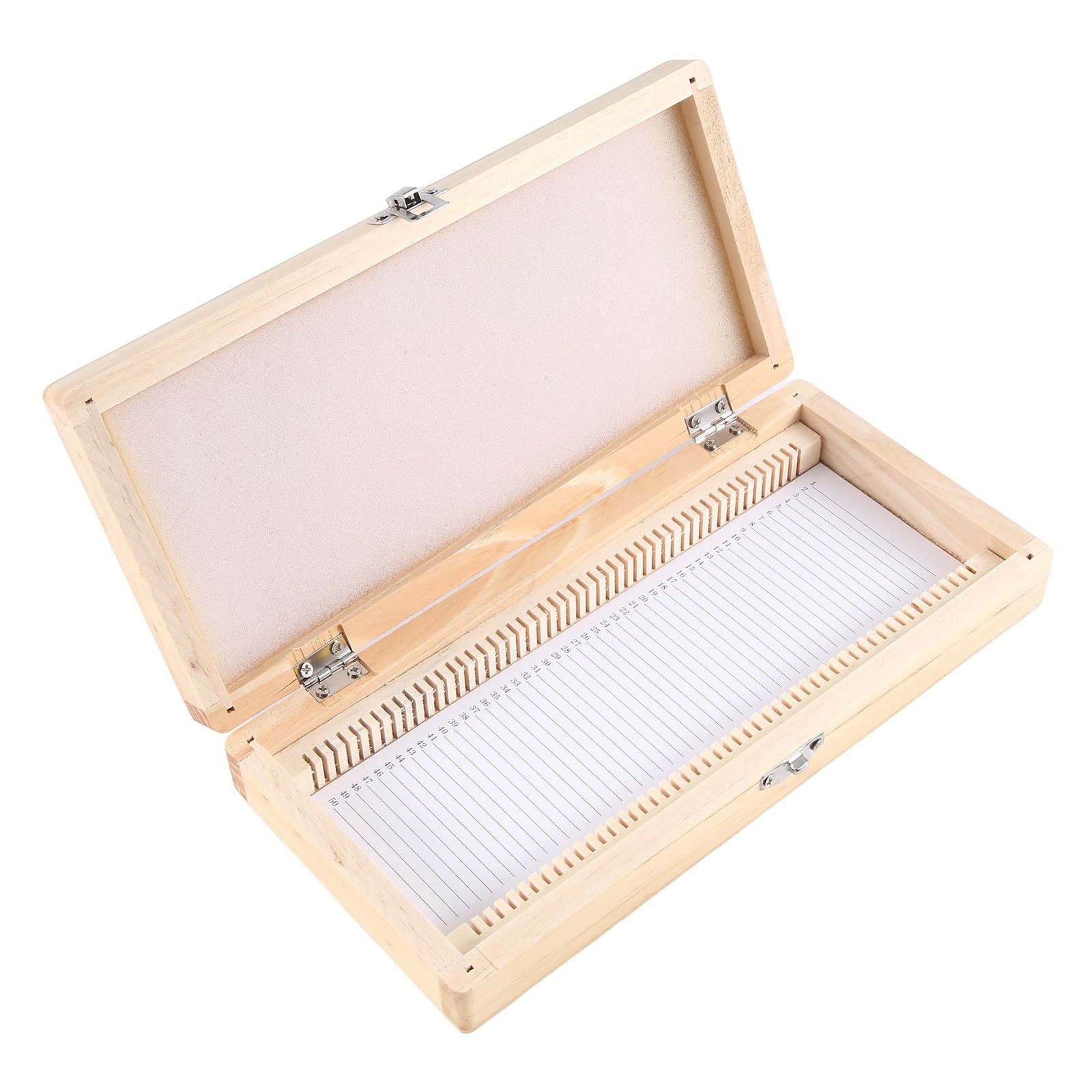 Wooden Slide Storage Box, Holds 50 Slides, Microscope Slide Box C9N49396