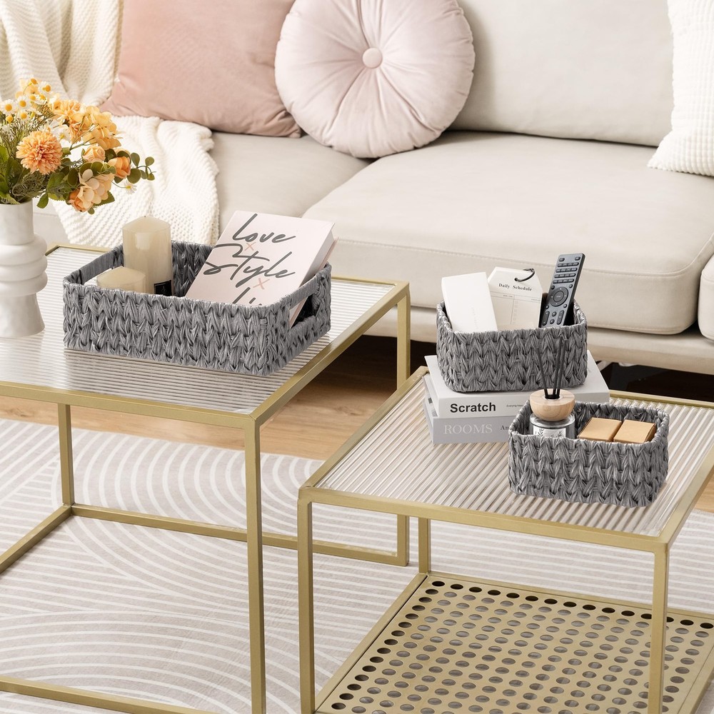 Wicker Storage Baskets for Shelves, Wicker Baskets for Organizing, Small Bask...