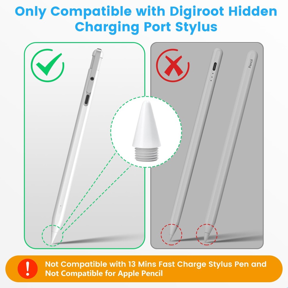 8 Pack Replacement Tips Only Compatible with Stylus Hidden White