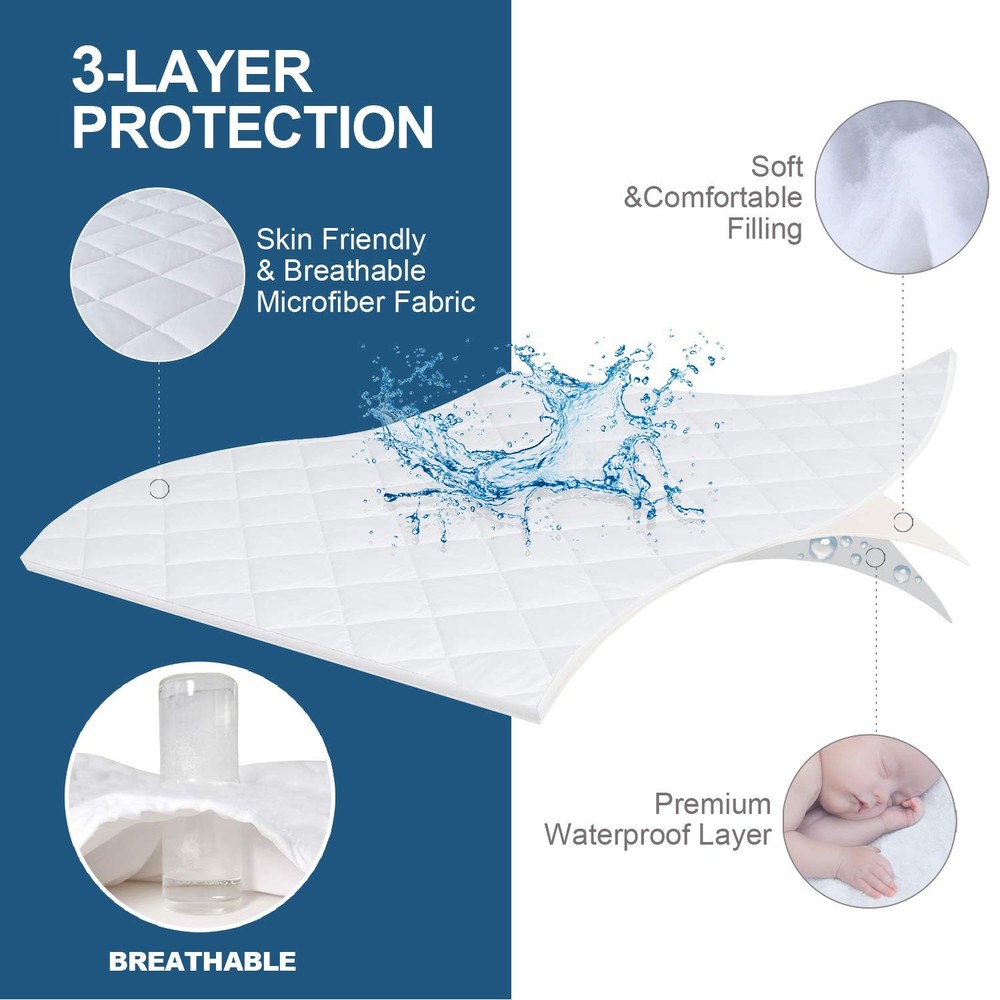 Waterproof Split Top Queen Mattress Pad Protector For Adjustable Bed 34" Top Spl