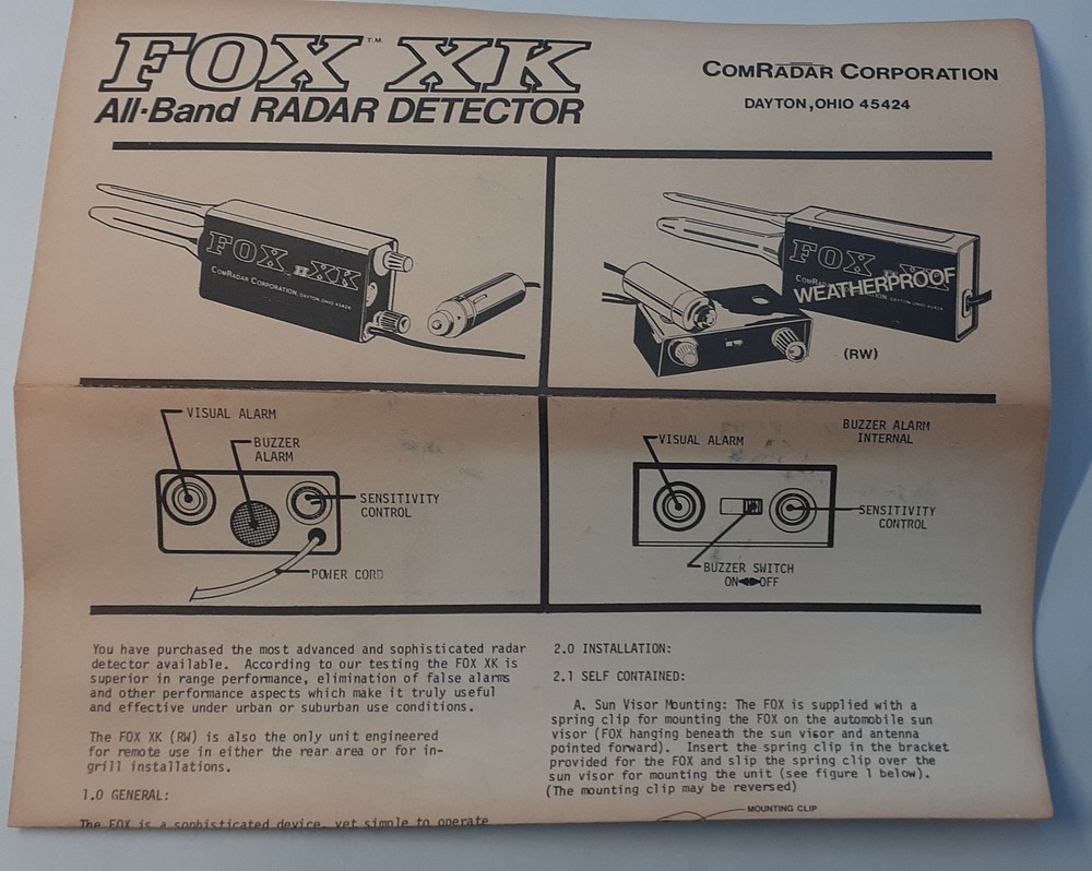ComRadar Corp Fox XK Radar Detector