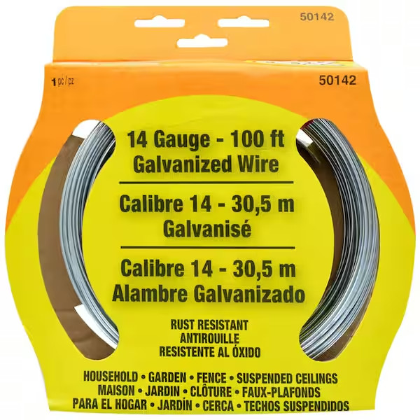High-Quality 100 ft. Galvanized Steel Wire - 14-Gauge, 75 lb. Strength