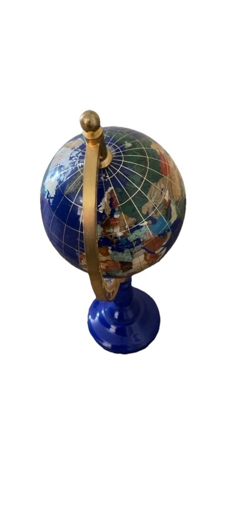 * Blue Lapis World Globe on Stand, 6" globe
