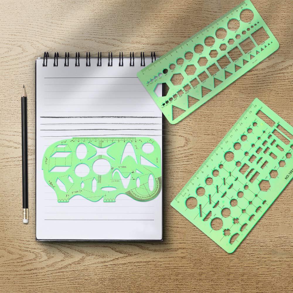 15 Pcs Geometric Stencils Drawing Templates Drafting Tools for Design Building