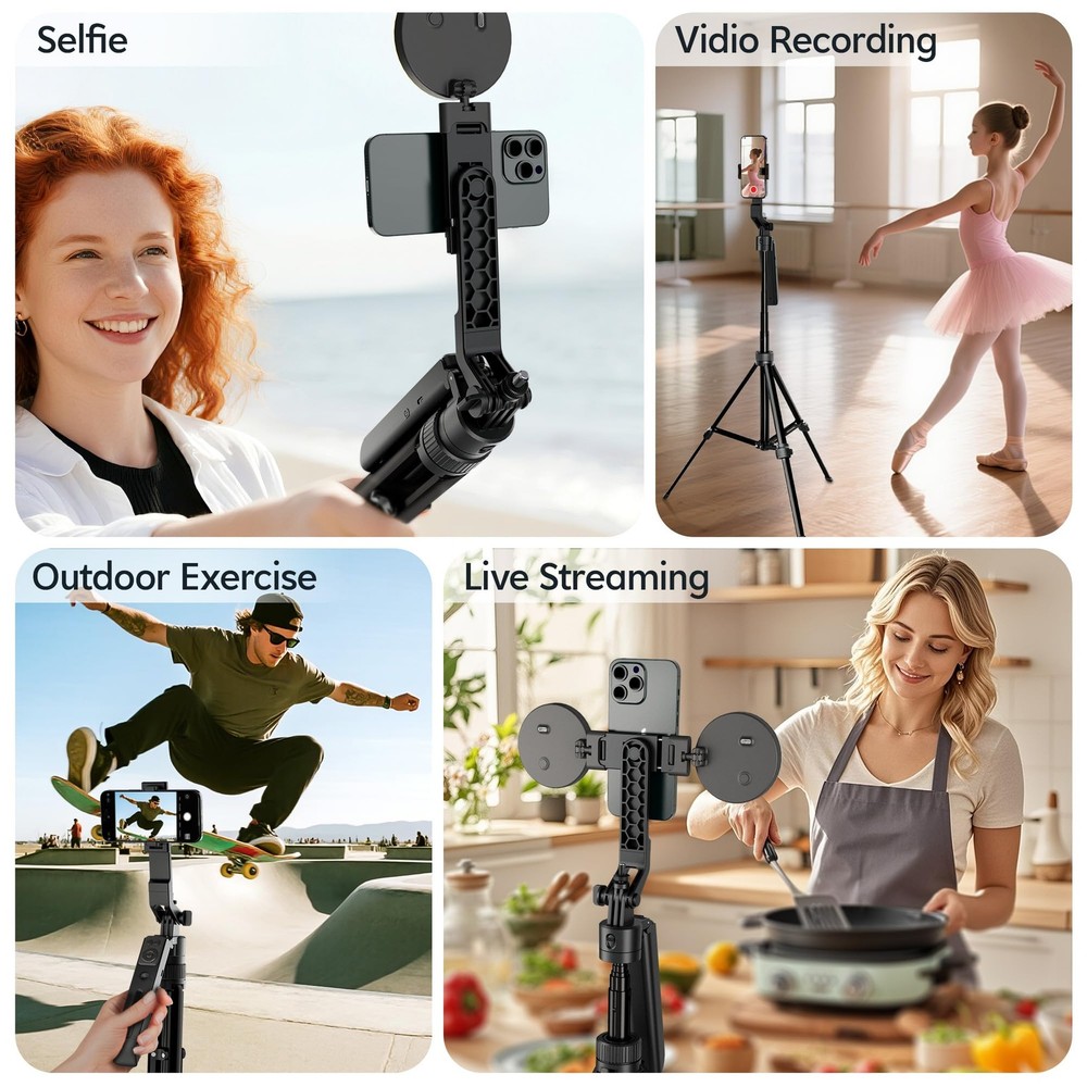 71" Auto Face Tracking Tripod for iPhone with Light, Vlogging Kit for iPhone ...
