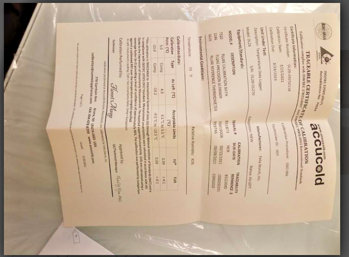 Accucold Temperature Logger DL2B (DDL) Digital Data Logger