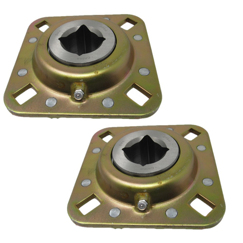 2 of Disc Harrow Bearings 1-1/8" Sq Bore 4 - 0.531" x 0.687" Bolt Holes & 5" OAL