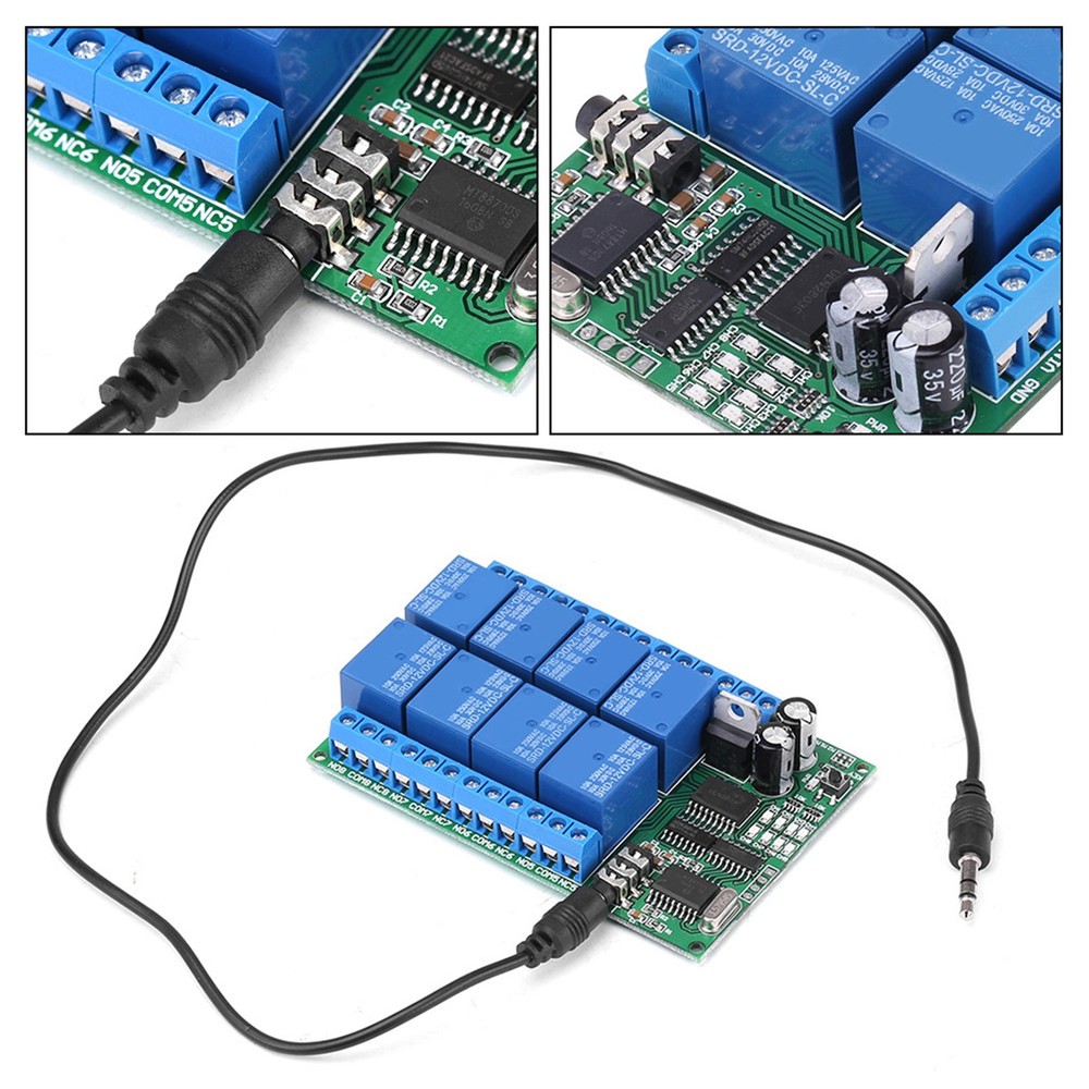 DC 12V 8CH DTMF Relay Phone Voice Decoder Remote Controller Switch Module Hot↑