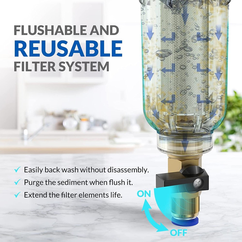 Reusable Whole House Spin Down Water Filter Pre-Filter System Sediment Filter