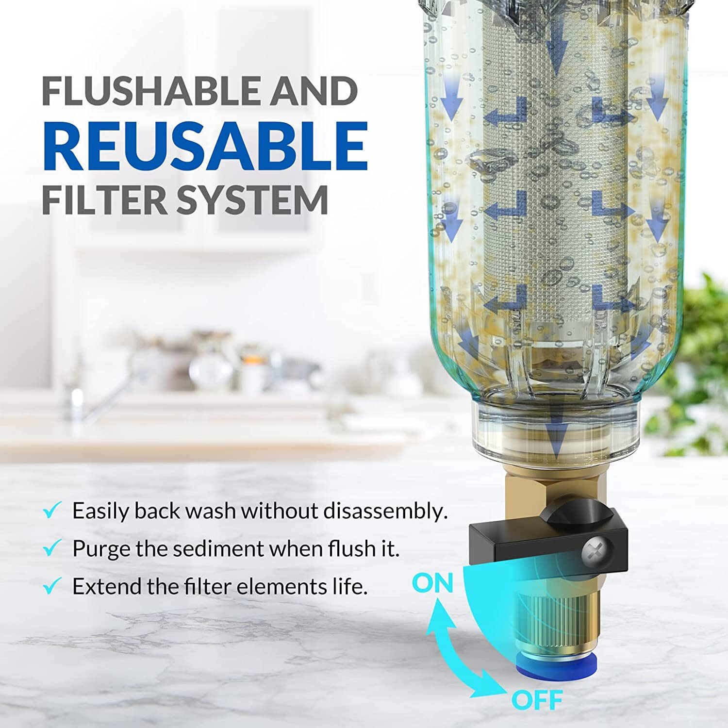 Water Pre-Filter System/whole House Spin Down Sediment Water Filter-40 Micron