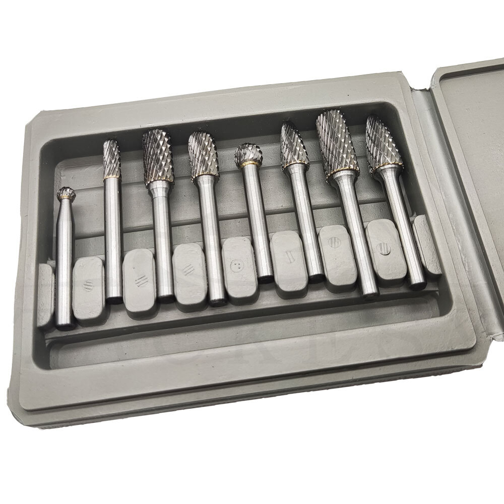 1/4'' Double Cut Tungsten Steel Carbide Rotary Burr Die Grinder Shank Bit Set 8x