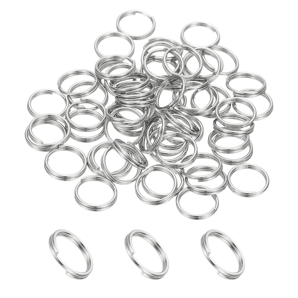 Round Split Ring, 60 Pcs 10 mm Small Split Ring with Double Loops Silver