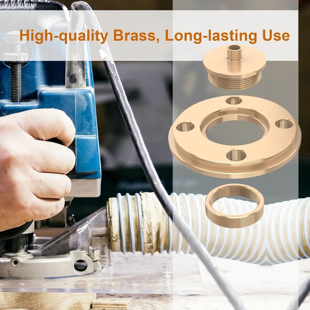 High-Quality 3-Piece Solid Brass Router Bushing Set - 1/4 Inch for Versatility