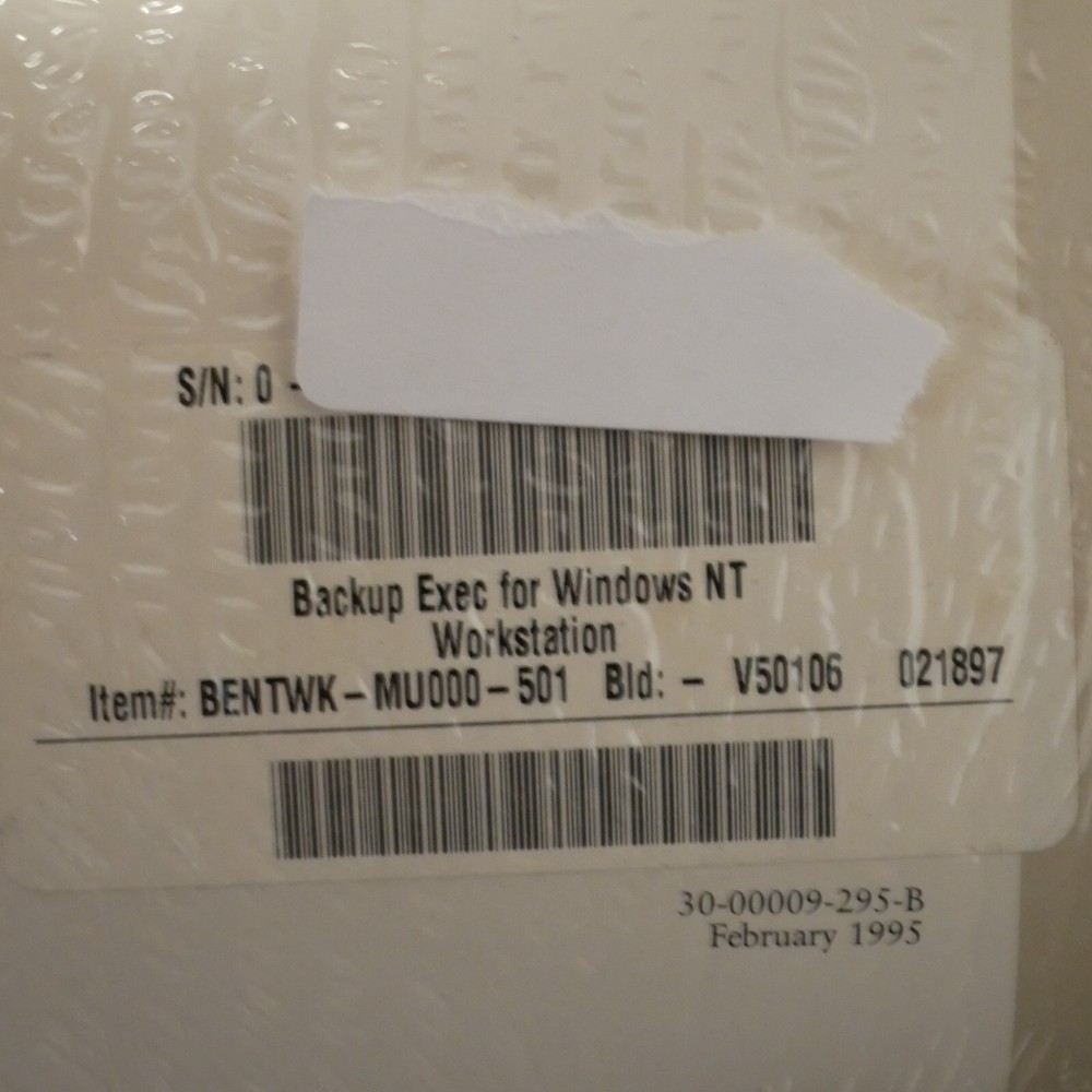 NOS Sealed Backup Exec Windows NT Workstation Edition Seagate Arcadia Software