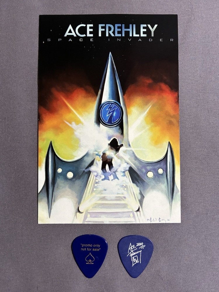 Set of 2 Ace Frehley Guitar Picks - Promo and 2014 Space Invader
