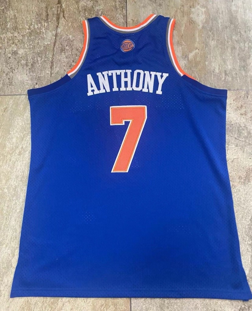 New York Knicks Carmelo Anthony retro vintage blue basketball jersey