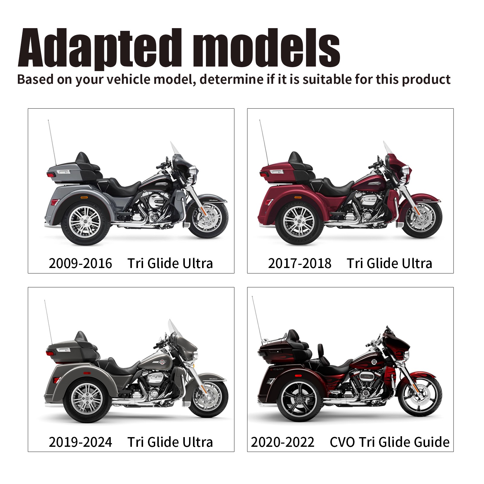 Harley Davidson Rear Crash Bar for 2009-2024 Triglide/2020-2022 CVO Tri Glide Gu