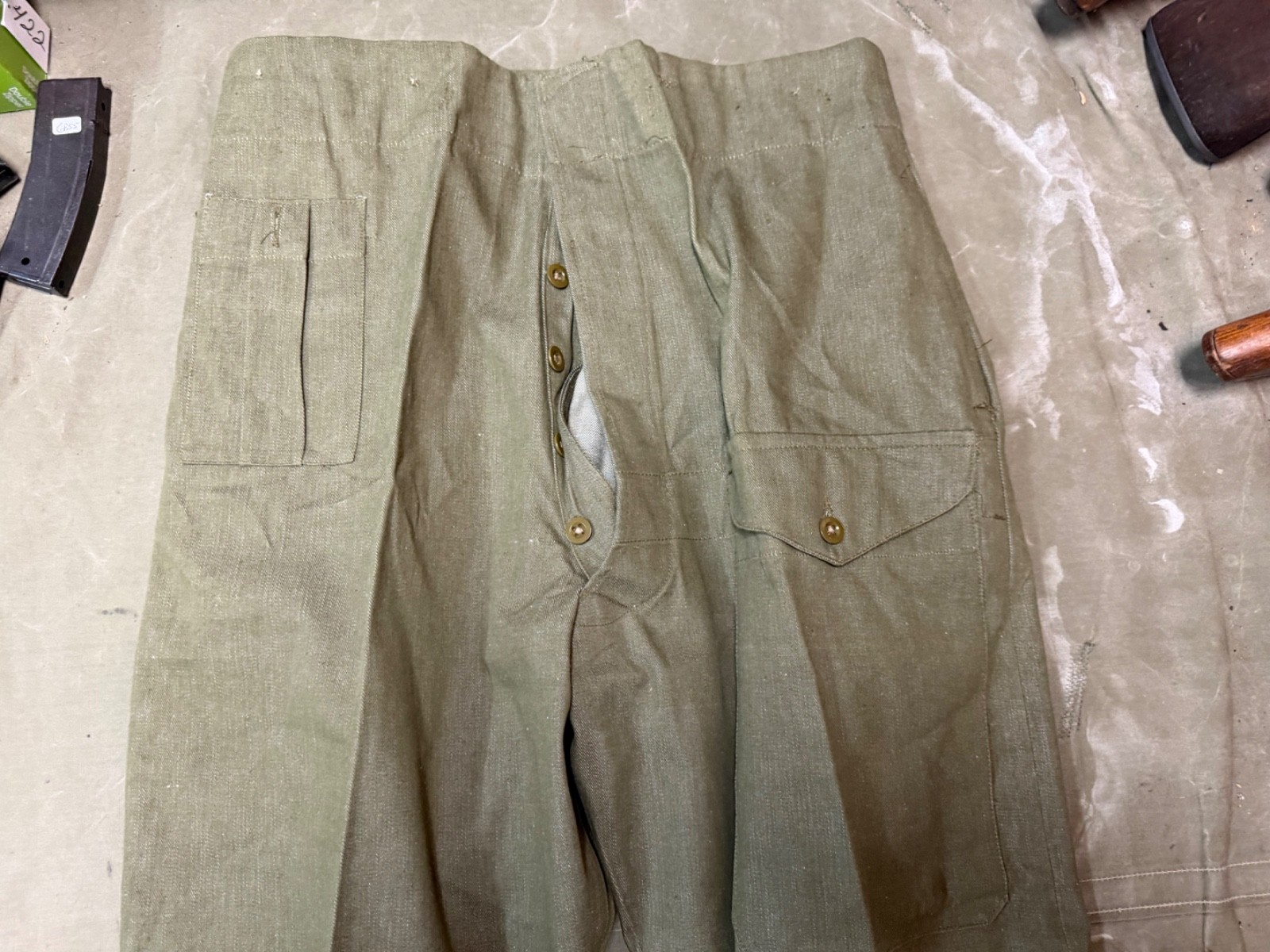 WWII BRITISH ARMY P1937 P37 SUMMER DENIM BATTLEDRESS FIELD TROUSERS-SIZE 3XL