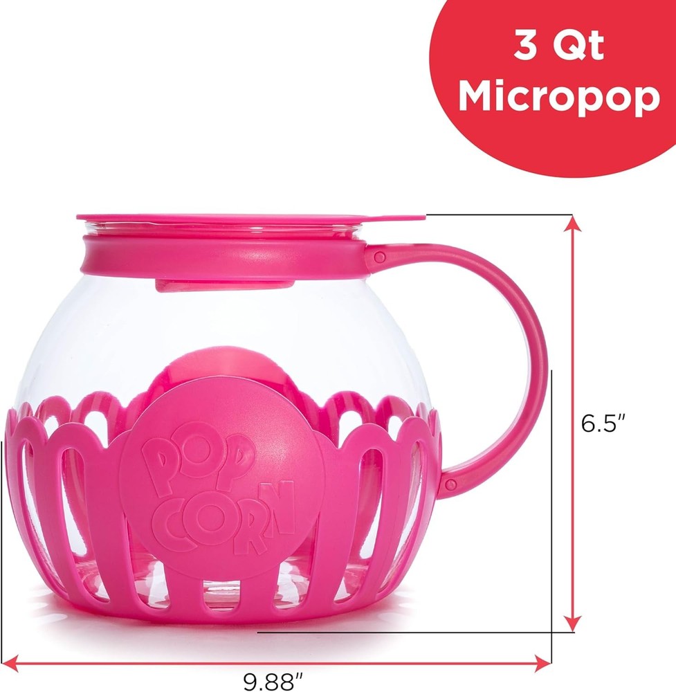 Ecolution Patented Micro-Pop Microwave Popcorn Popper with Temperature Safe Glas