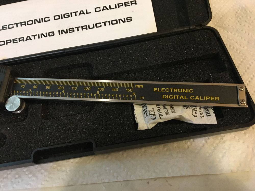 CEN-TECH 6" Electronic Digital Caliper Item 47257 with case, box, & instructions