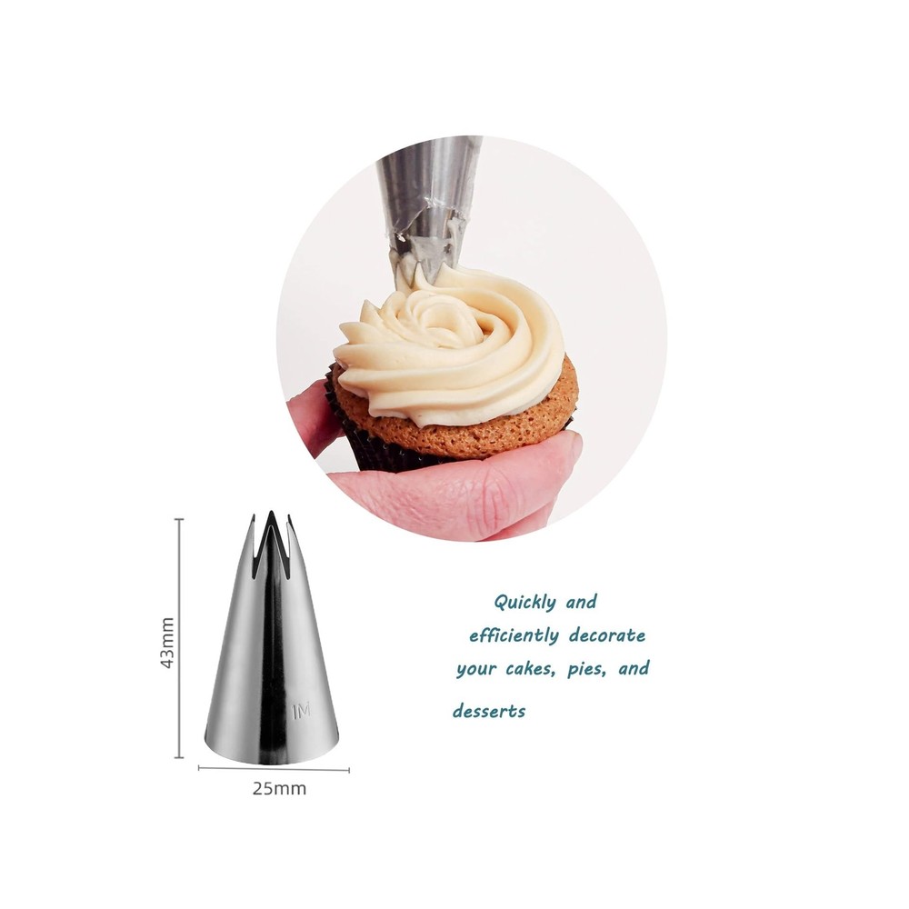 Piping Tip 1M 3 Pcs Set,1M Star Tip for Cake Decorating Essentials