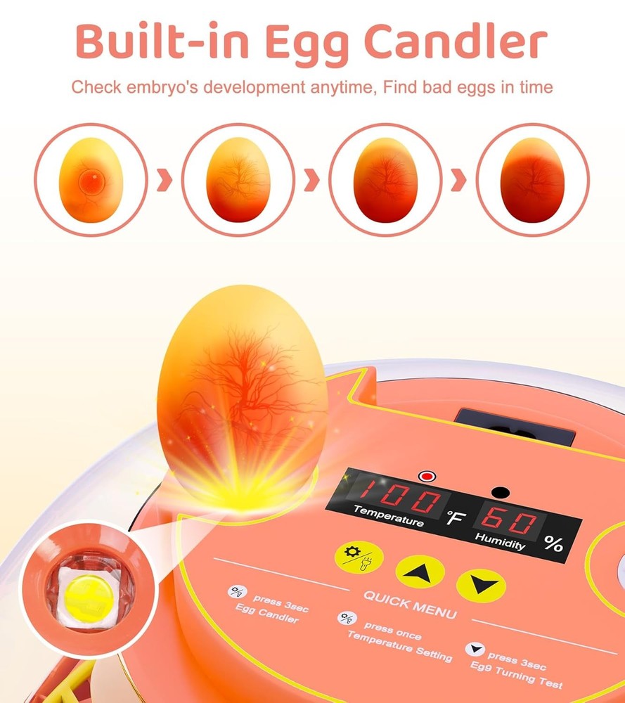 12 Egg Incubator Automatic Temperature Humidity Control Hatching Machine