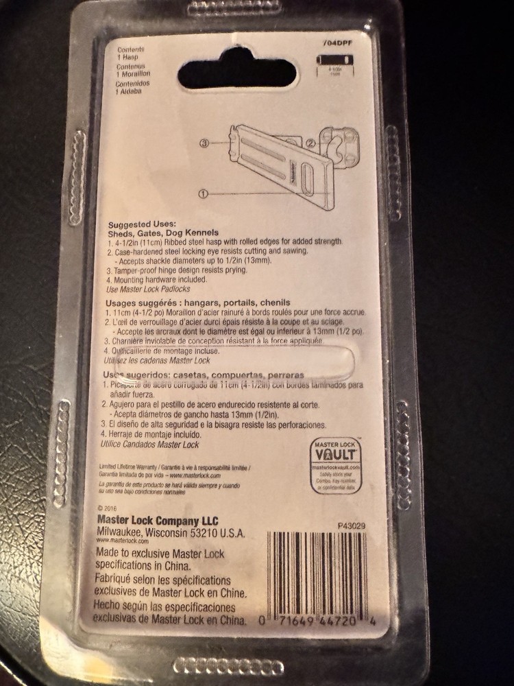 Master Lock Gate Latch Stainless Unopened Brand NEW