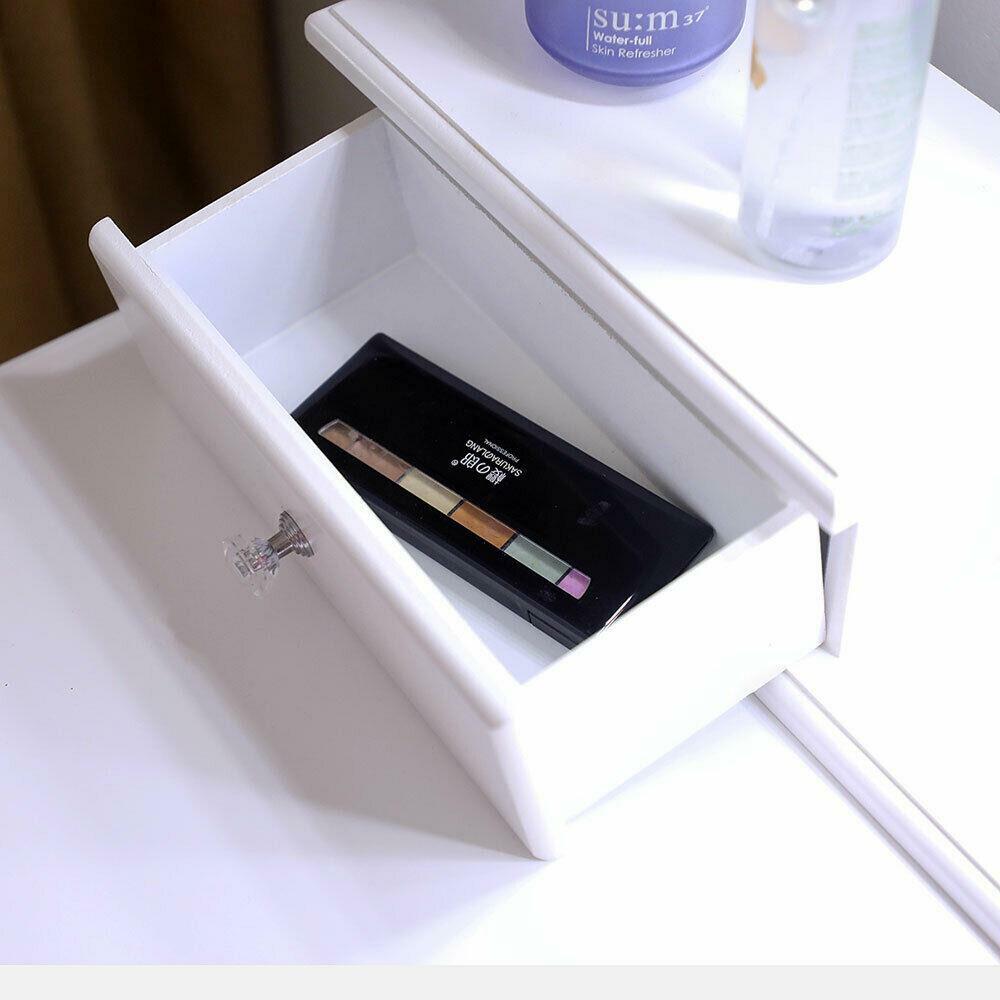 LED Makeup Vanity Table Set with 10 Lights Mirror and 5 Drawers Dressing Desk