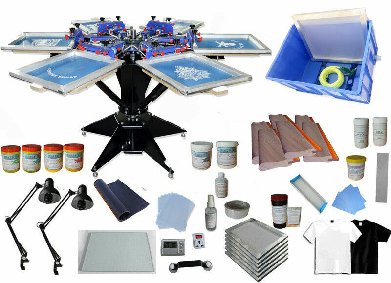 Top-grade 6 Color 6 Station Screen Printing Kit Include Machine&Materials Kit
