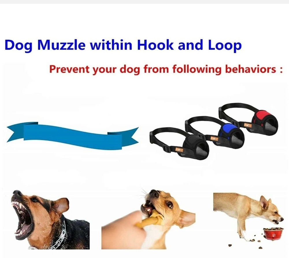 Soft Dog Muzzle Cover with Dogs Hook & Loop for small,medium & large Dogs.