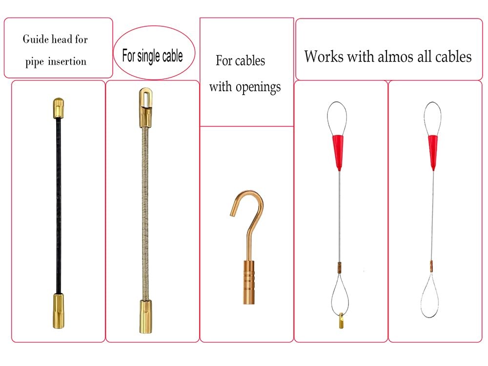 37FT Fish Tape Wire Puller 5 Adapters Durable Cable Retraction Aid Work 12M