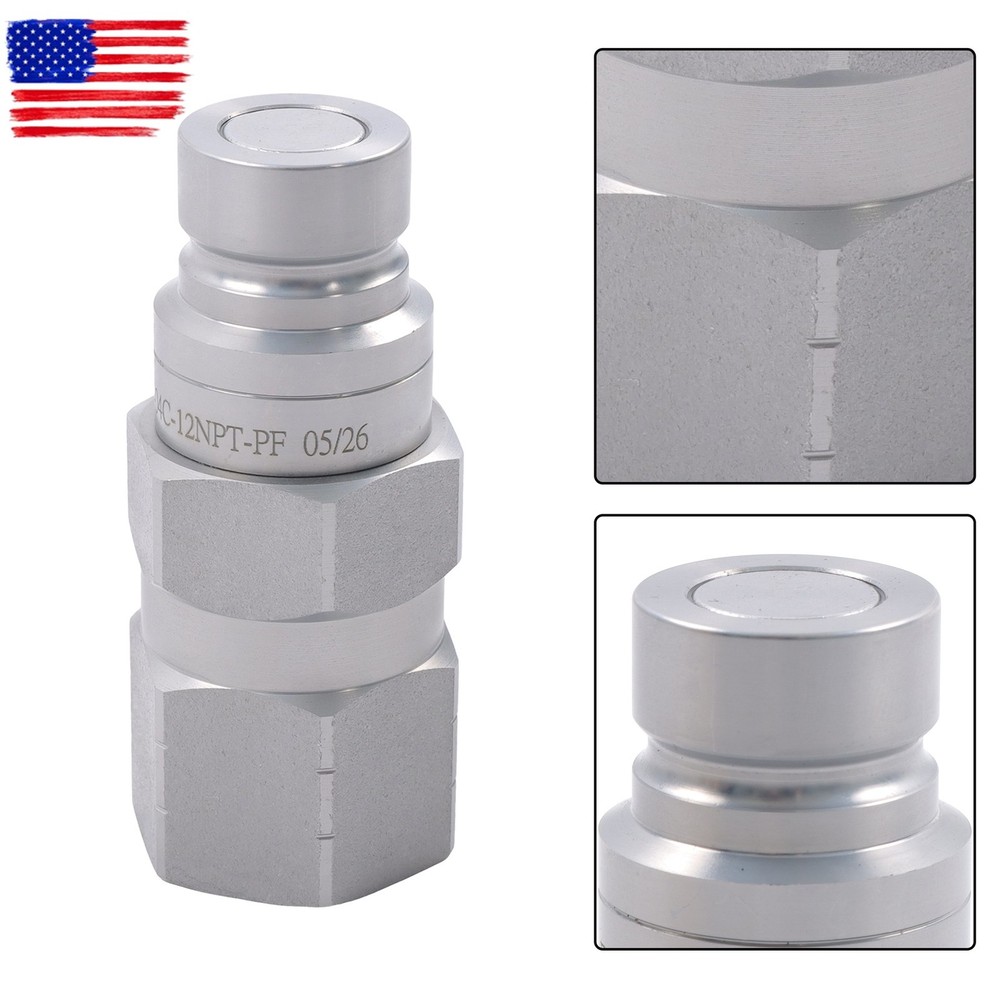 Flat Face Hydraulic Quick Connect Coupler Set, 1/2″ NPT Thread