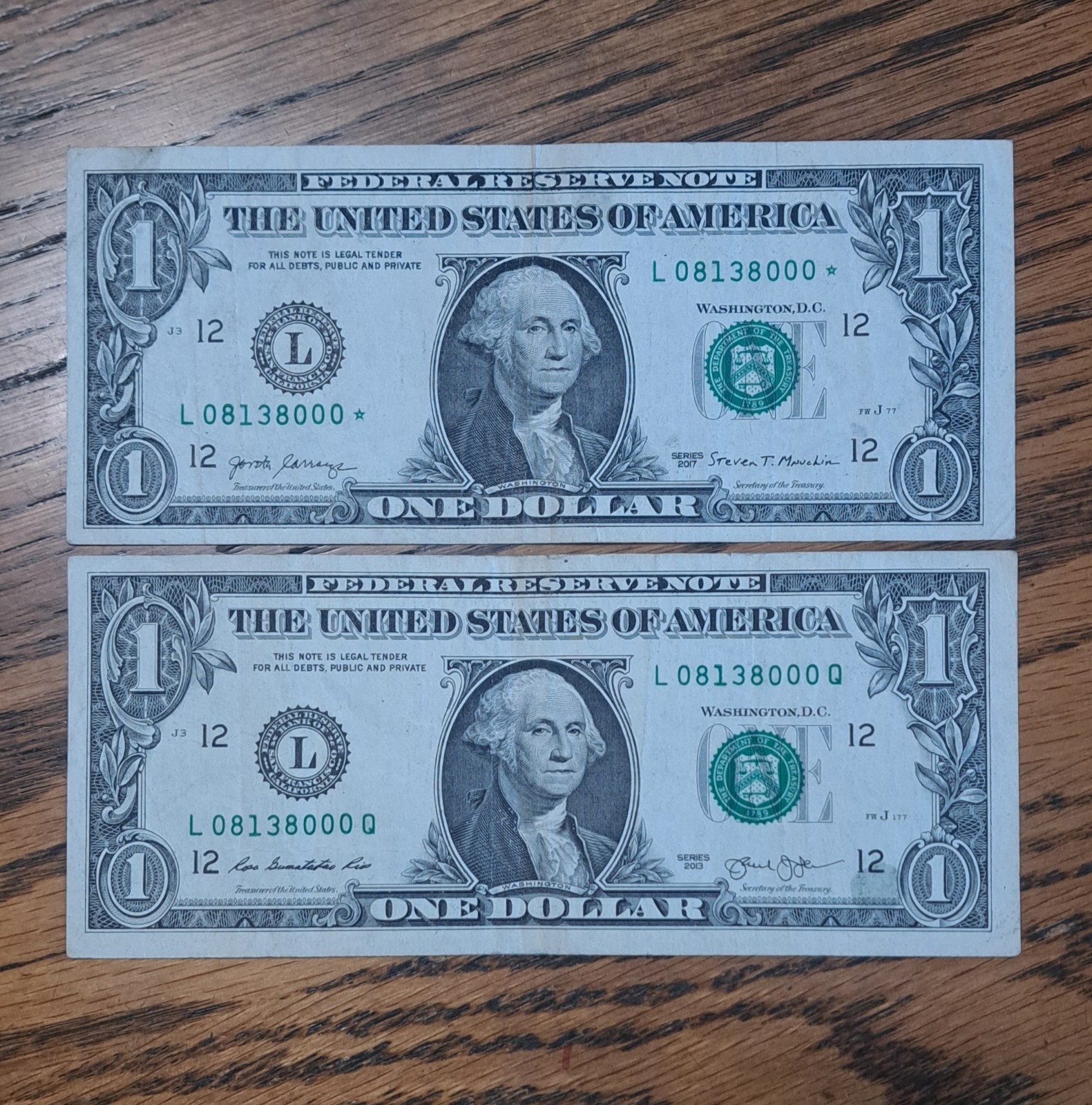 MATCHING $1 & $2DOLLAR NOTES! –SAME SERIALS -