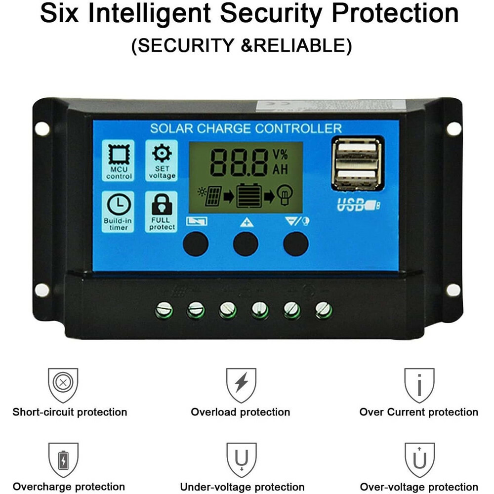 MPPT Solar Panel Regulator Charge Controller Auto Focus Tracking 30-100A 12V/24V