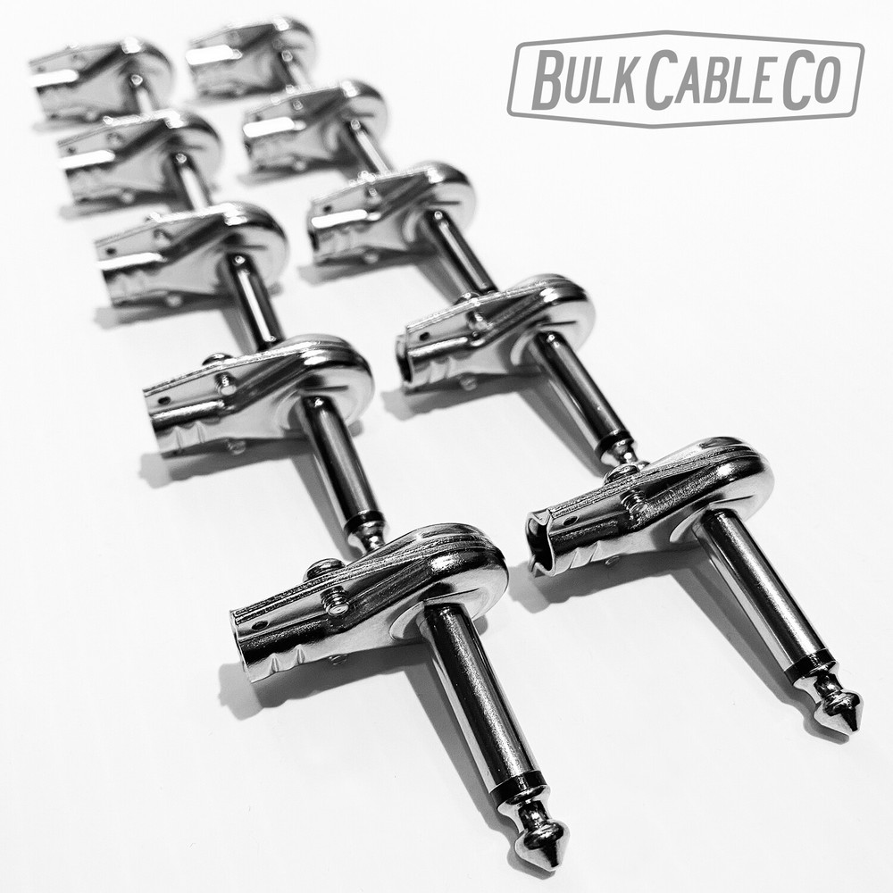 10 Pack - 1/4" Right Angle Pancake Connector Set - Flat Patch Jack - Cable Plug