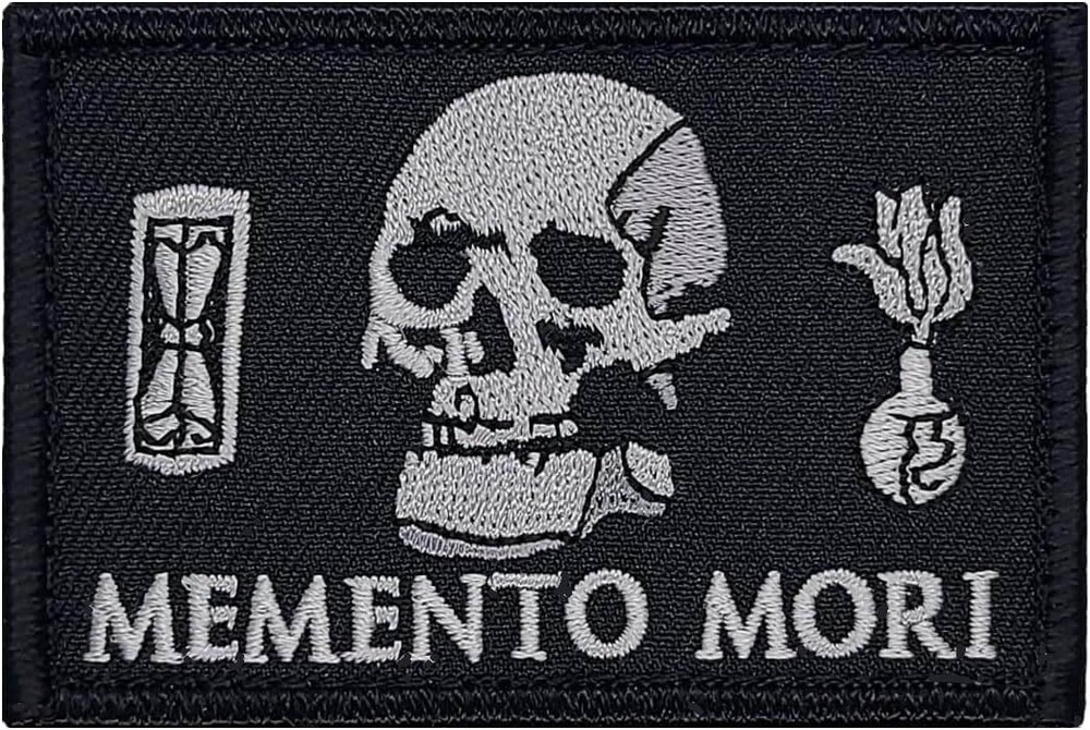 Memento Mori Embroidered Morale Patch | 2PC 3.0 X 2.0 HOOK BACKING