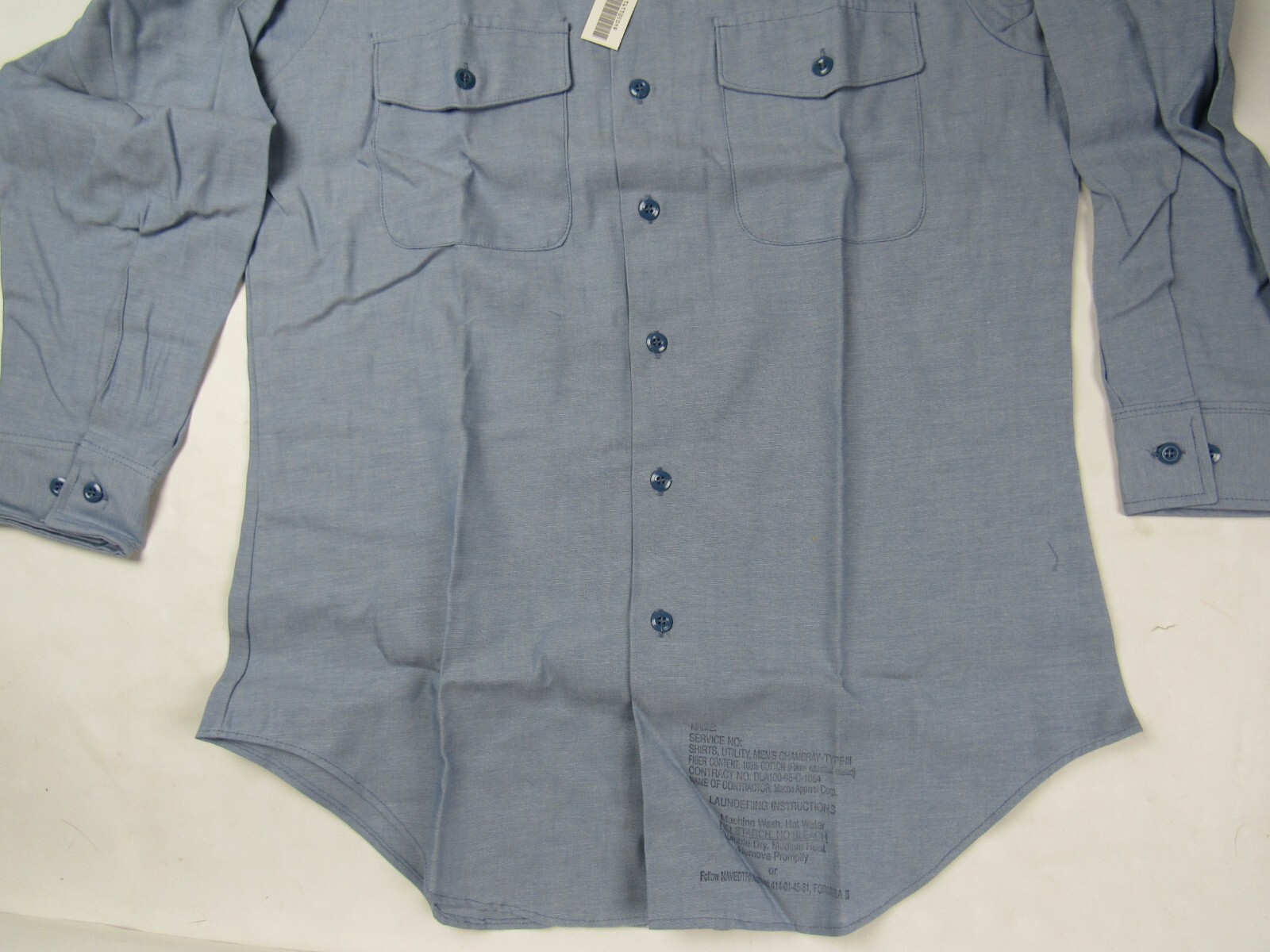 USN Chambray Work Shirt Vintage NOS Blue Utility Shirt Size M