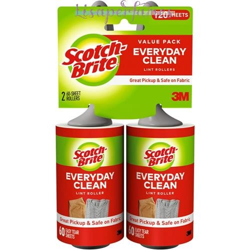 Scotch Brite Everyday Clean Lint Roller 2x60 Sheet Rollers