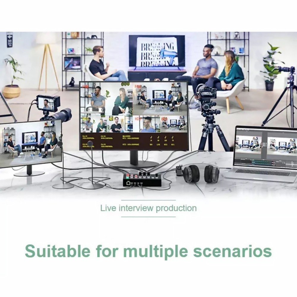 HDMI Video Switcher Multi Camera Live Stream Station Video Record Audio Mix