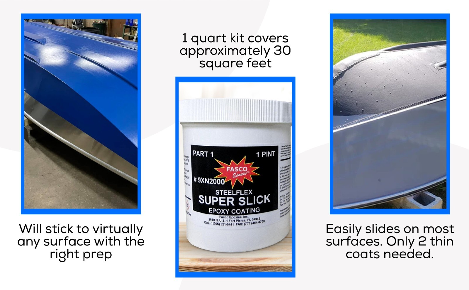 Super Slick 2000 Epoxy Bottom Coating for Airboats, Jet Ski's, etc.: Quart Kit