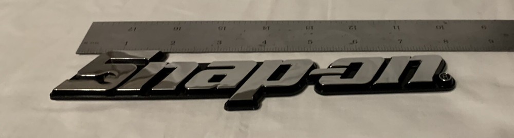SNAP ON TOOLS TOOL BOX EMBLEM REPLACEMENT 8" LONG CROME FINISH LOGO SNAP-ON