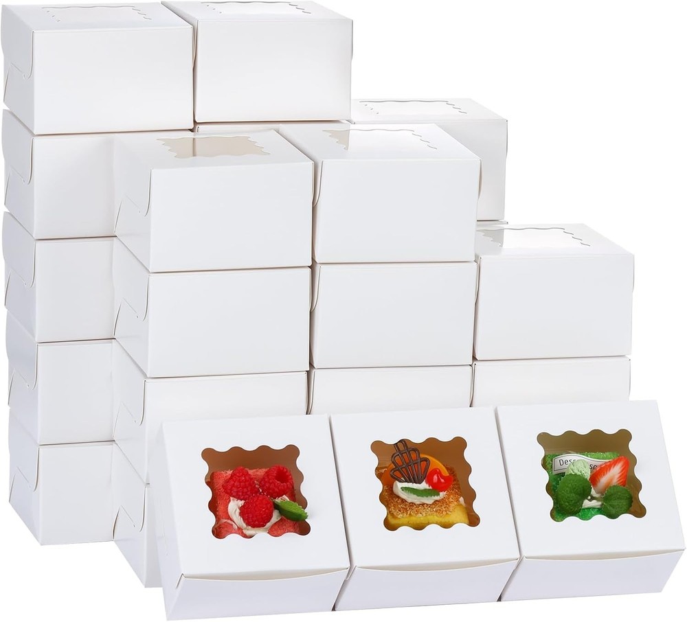 200 Count White Bakery Boxes with Window - Elegant Cookie Packaging Solution