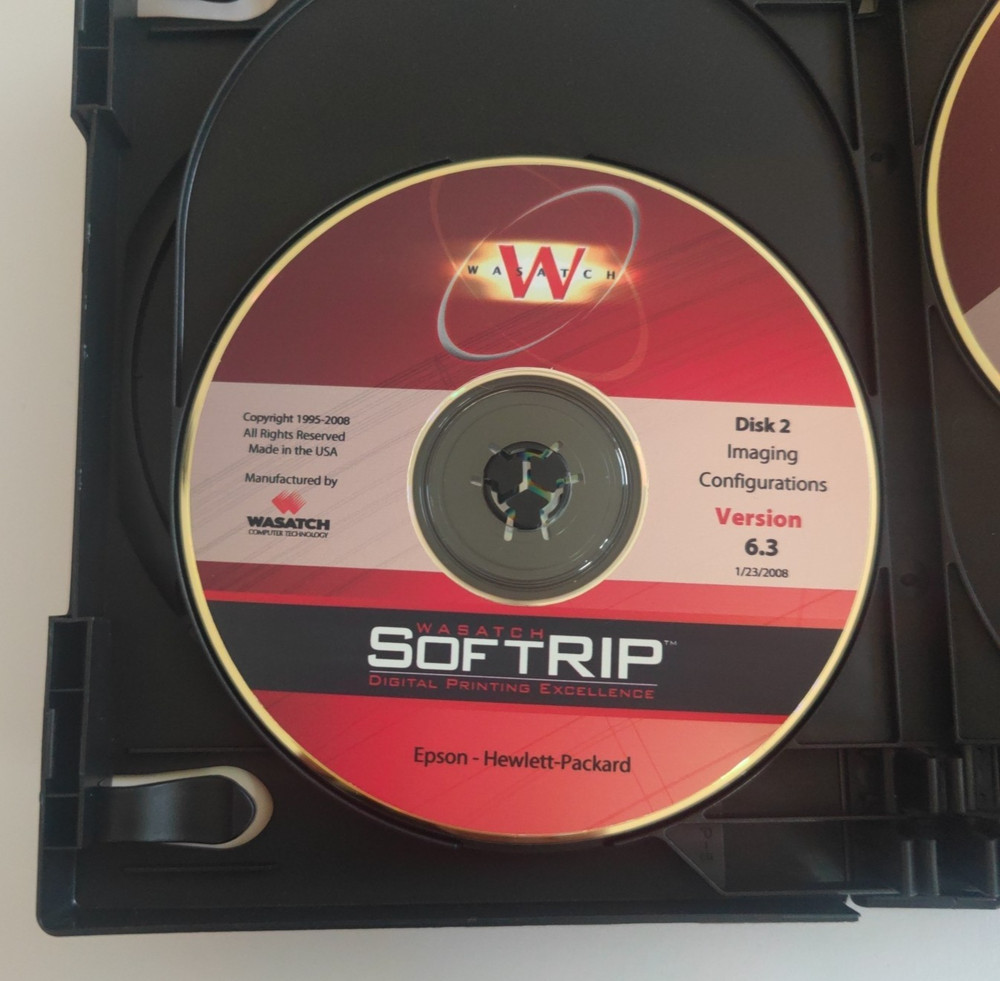 WASATCH SoftRIP 6.3 SOFTWARE Install Disks & Passcode Canon EPSON, NO Dongle