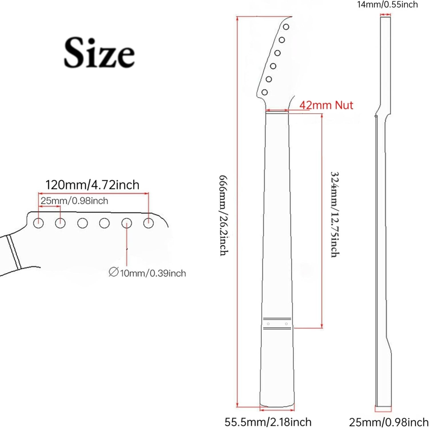 22 Frets T-Style Mahogany Guitar Neck Radius 9.5'' for Guitar Parts Replacement