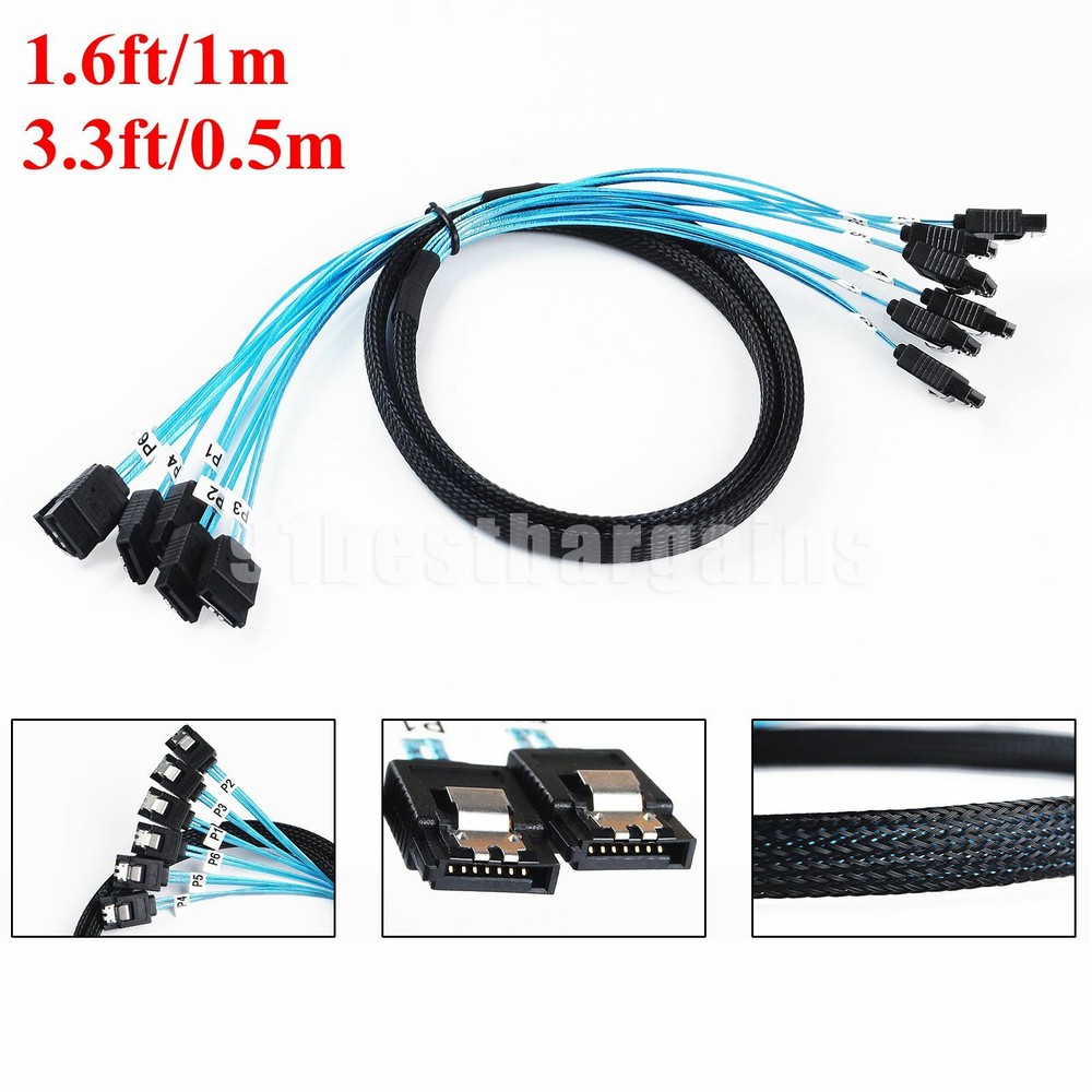 SATAIII Cable 6Pcs 6Gbps for Bitcoin Server CD DVD Drive Raid HDD SSD Data Cable