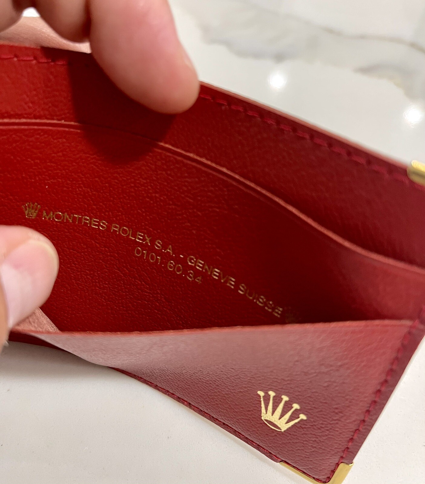 Original Vintage Rolex Red Leather Wallet 80-90s Booklet Manual / Papers Holder