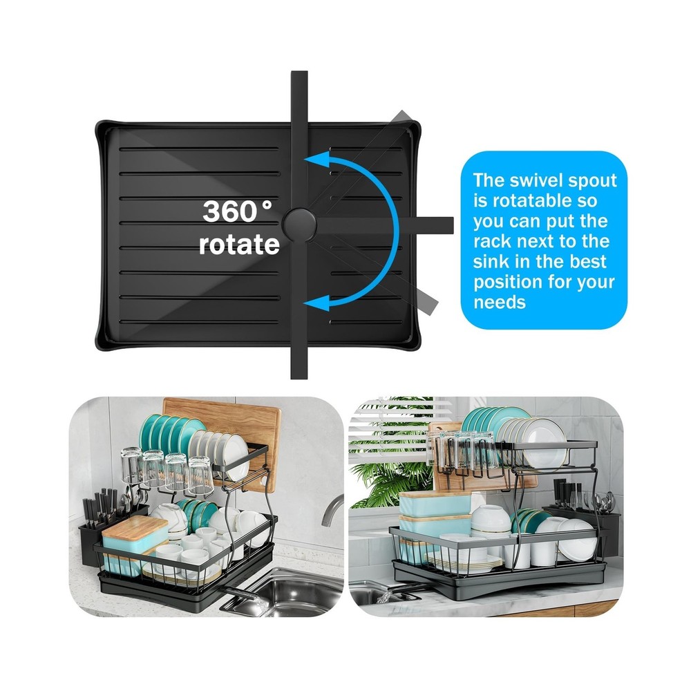 7 code Large Dish Drying Rack for Kitchen Counter, Detachable Large Capacity ...