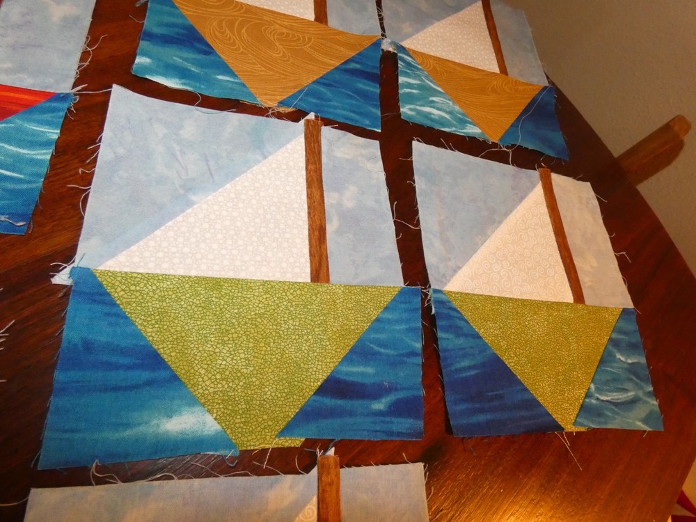 Sailboat Quilt Blocks Handmade Pieced