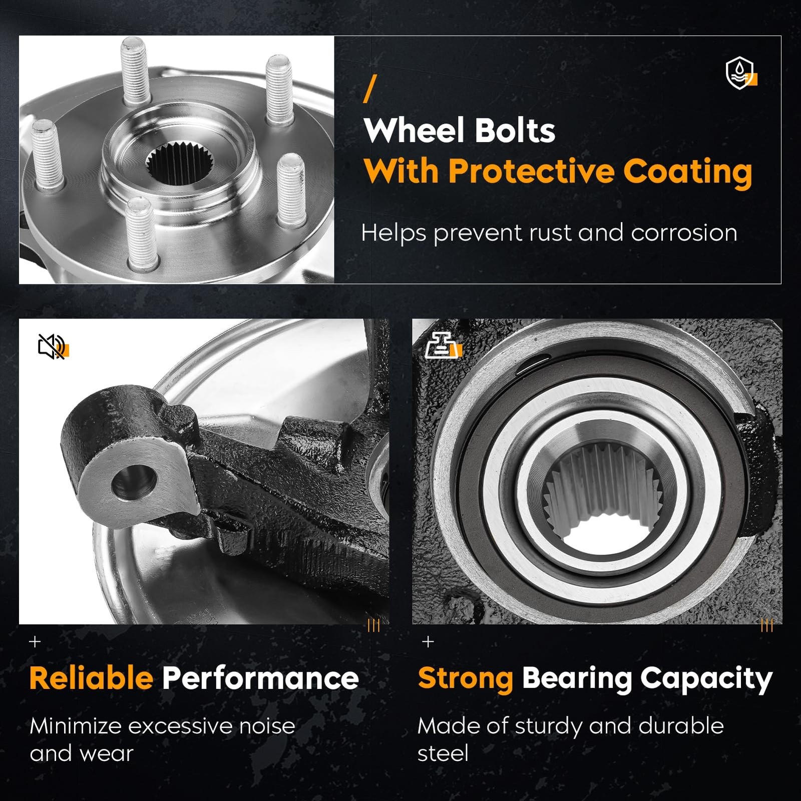 Front Steering Knuckles & Wheel Bearing Hub Assembly Driver and Passenger Sid...