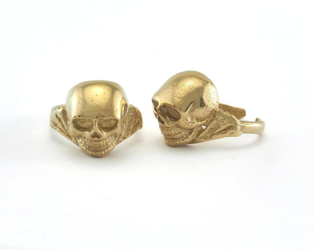 Skull Ring Adjustable Ring Raw brass (17mm 7US inner size) 749 ring30